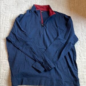 Men's Blue and Red Quarter-Zip Sweater J. McLachlan